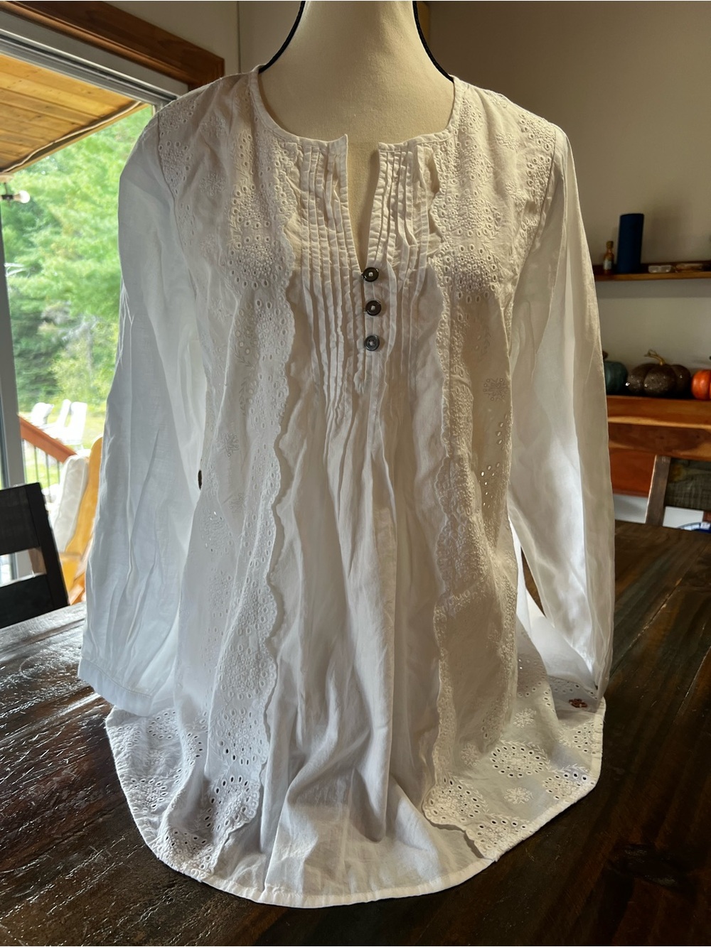 Hatley White Eyelet Pintuck Tunic Blouse